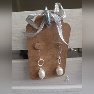 Elegant Silver Pearl Drop Earrings